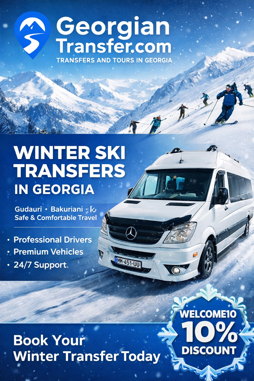 Winter Ski Transfers in Georgia: Safe & Comfortable Travel to Gudauri & Bakuriani